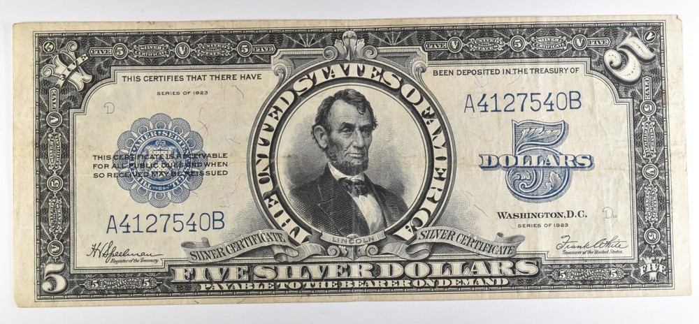 1923 $5 Silver Certificate Large Note Blue Seal *3392