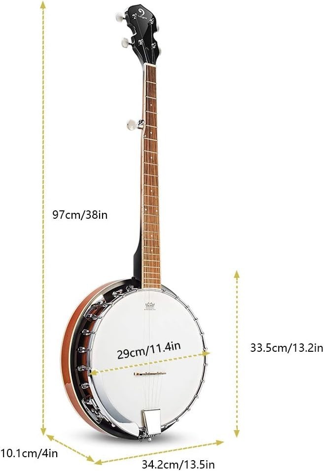 5 String Banjo Full Size Kit with Resonator Remo Head Beginner Accessories