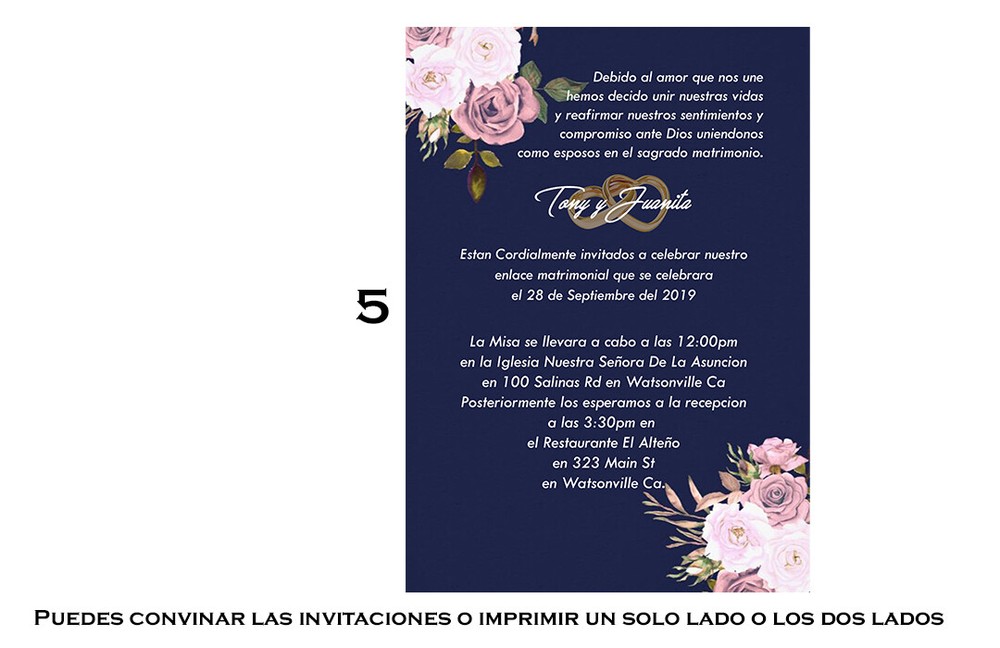 5 PSD 5x7 Invitation Bodas