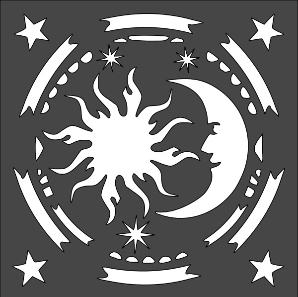 12"x12" Clear Plastic Stencil - Celestial Wiccan (SN81)