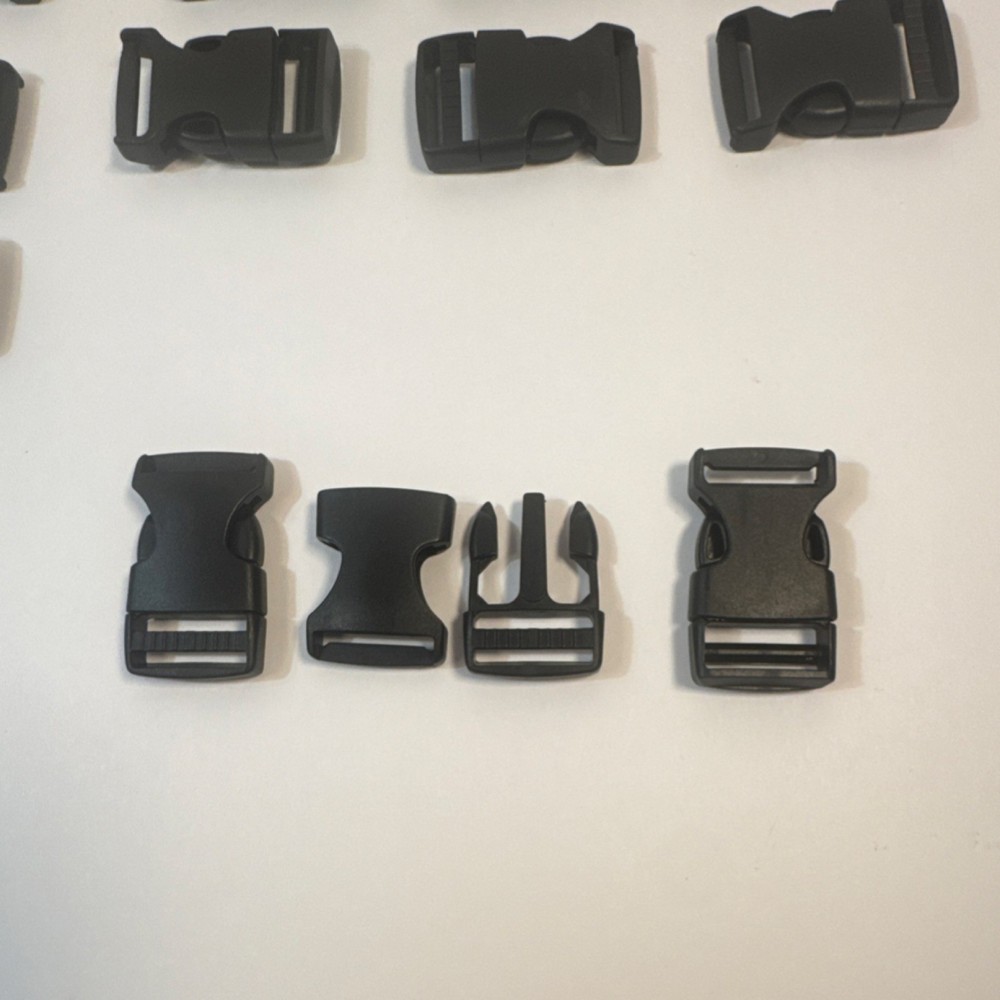 20 Black Plastic Square Side Release Buckles for Straps and Closures