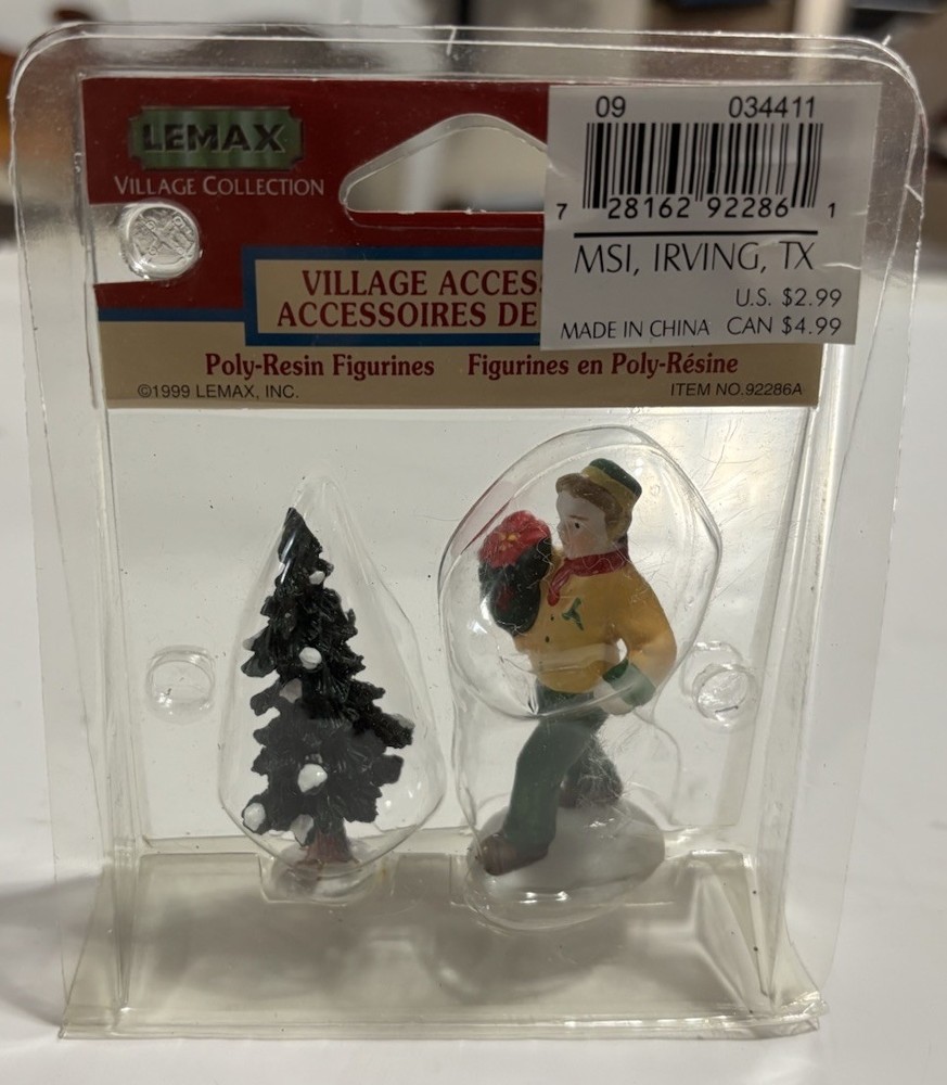 1999 Lemax Figurine 92286A Boy & Christmas Tree