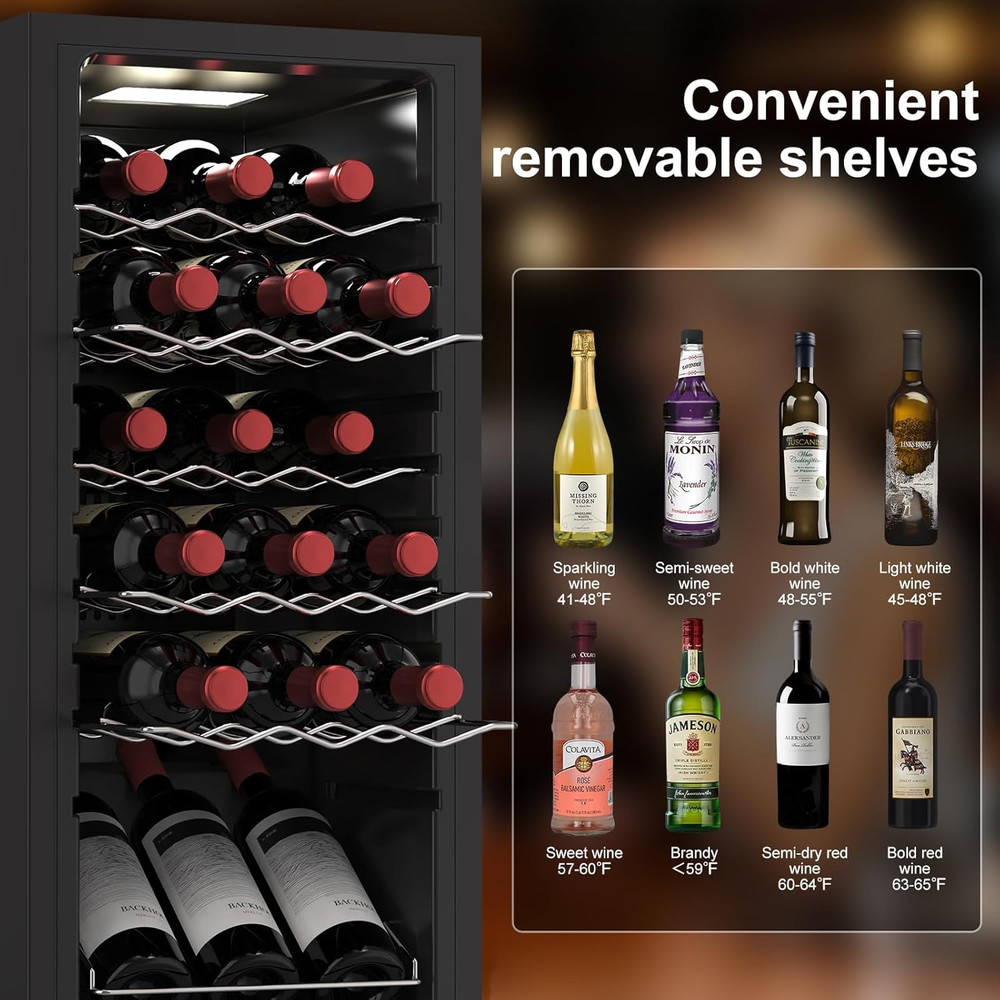 18 Bottle Wine Cooler Compressor Refrigerator Cellar Fridge,Freestanding,41-68℉,