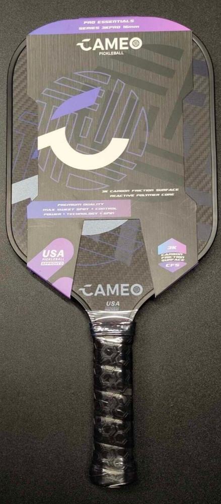 CAMEO PICKLEBALL 3K CARBON FRICTION SURFACE REACTIVE POLYMER CORE