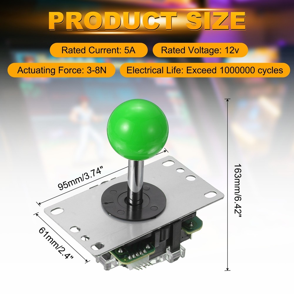 Arcade Joystick, 8 Ways Competition Style Long Handle Joystick, Green