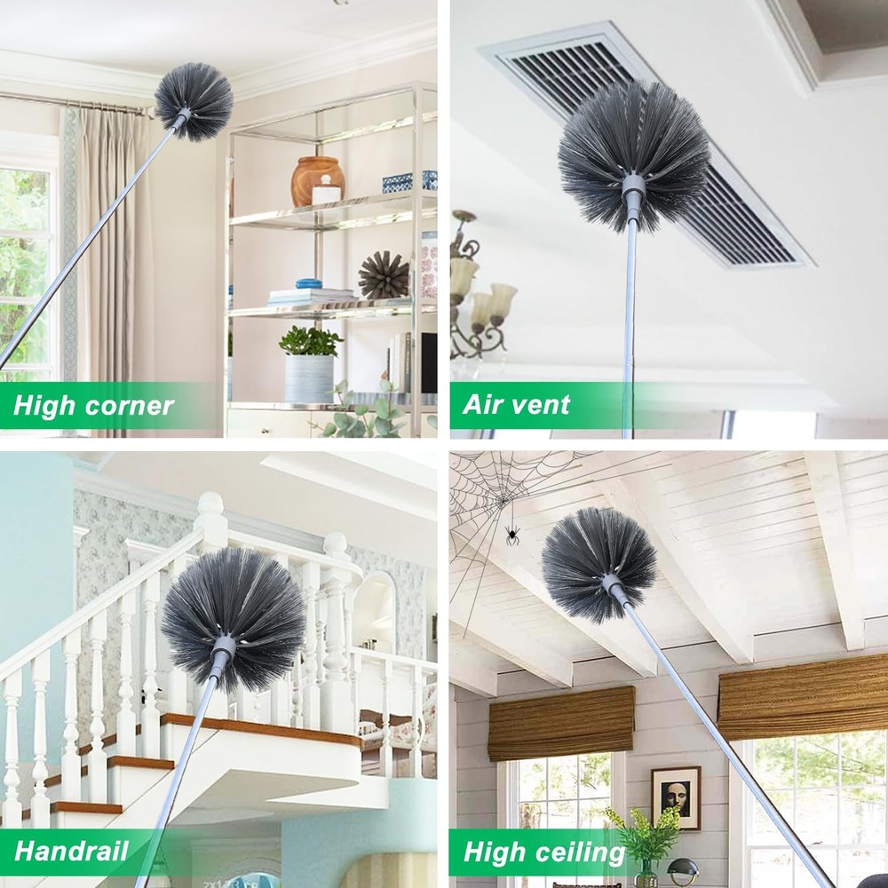 100" Microfiber Feather Dusters for Cleaning, Cobweb Duster with Gray