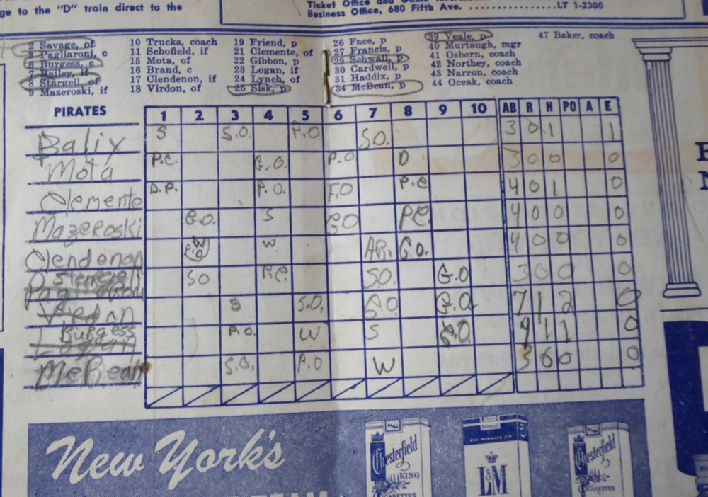 1963 N.Y. Mets vs Pitt. Pirates MLB Program Scorecard Roberto Clemente D.Snider