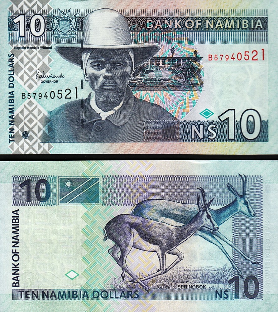 Namibia 10 Dollars 2001, UNC, P-4c, Sign 3