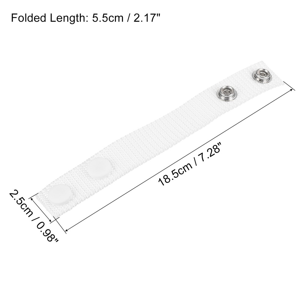 Belt Keeper, 4Pcs Nylon Webbing Loop with Double Snaps Belt, White