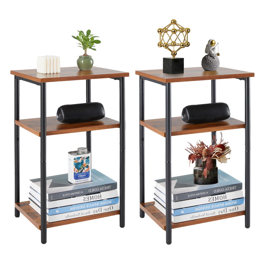 3-Tier Small Side Table - End Table with Storage Shelf for Small Spaces, Sofas