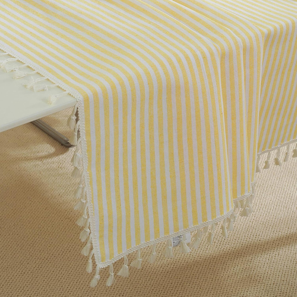 Striped Tablecloth Rectangle Tablecloths Cotton Blend Table Cloth Washable Table