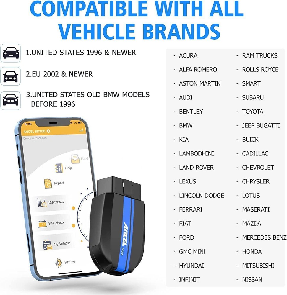 ANCEL BD300 Bluetooth FOR BMW/Mini Cooper Scanner SRS ABS Engine TPMS Diagnostic