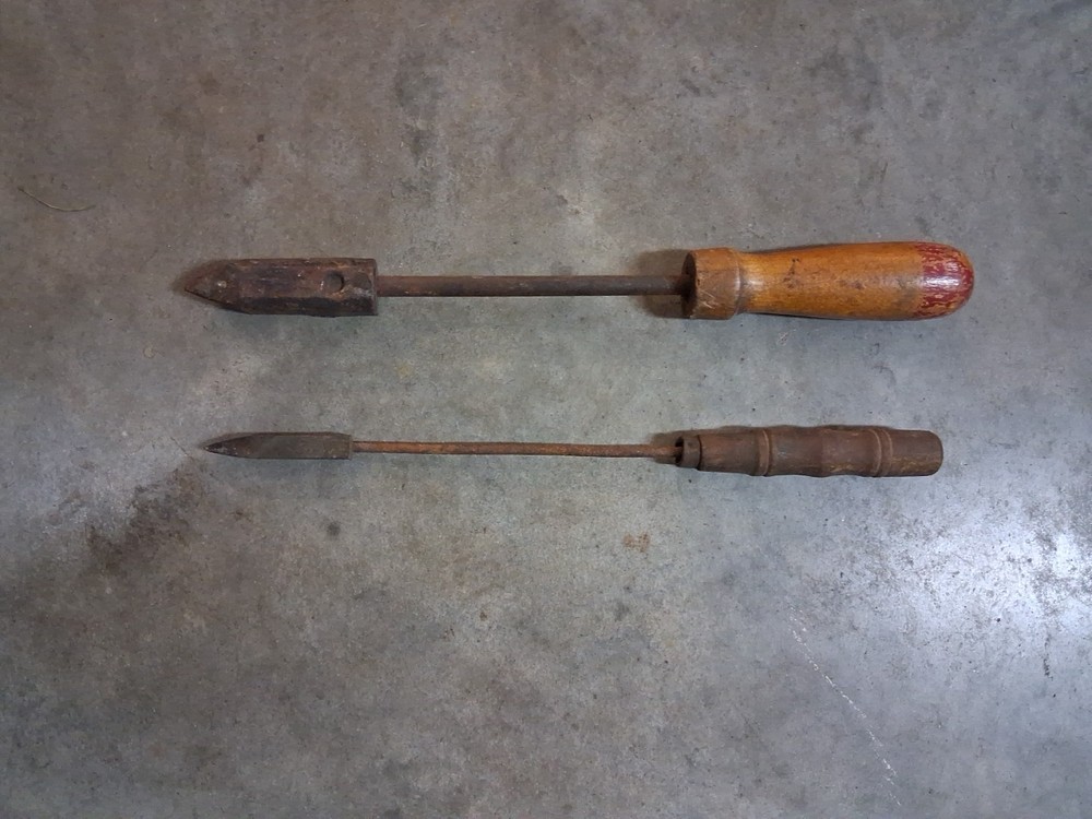 Antique Copper End Soldering Iron Tools (2) - Wood Handle