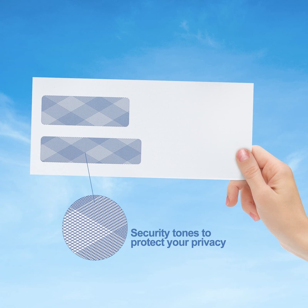 500#9 Double Window Security Envelopes, NO.9 Self Seal White Envelopes Design...