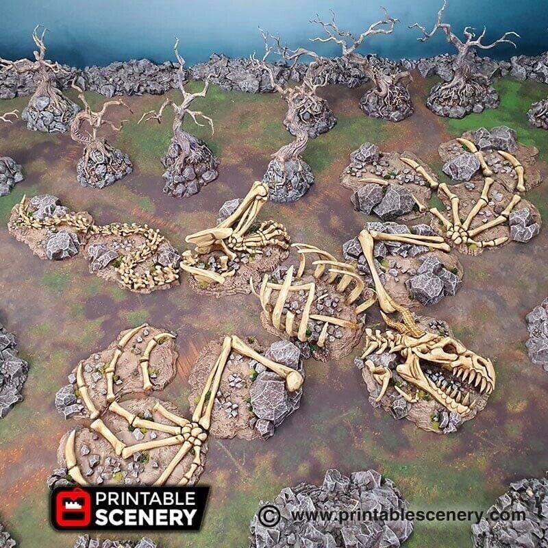 Dragon Graveyard Terrain, Scatter Terrain, Dungeon Master, Bone, (32mm)