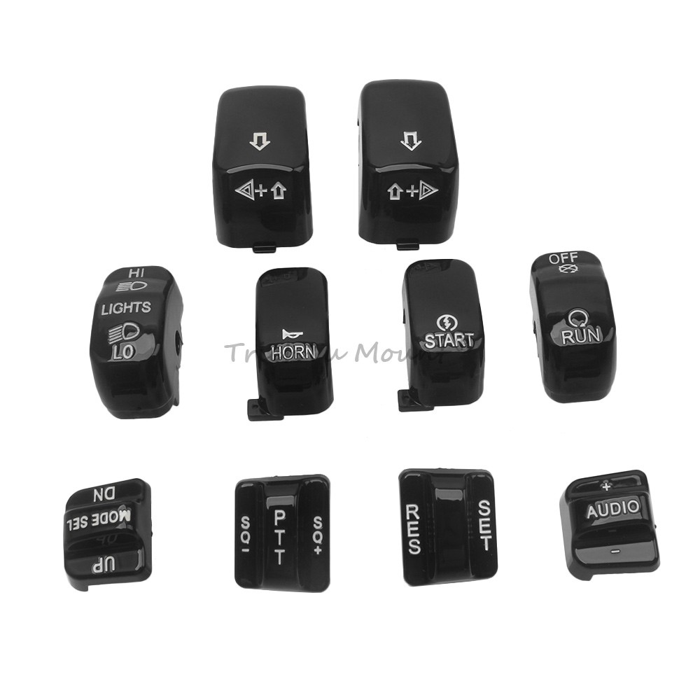 Fit For Harley Electra Road Glide 10PCS Hand Control Switch Button Covers Chrome