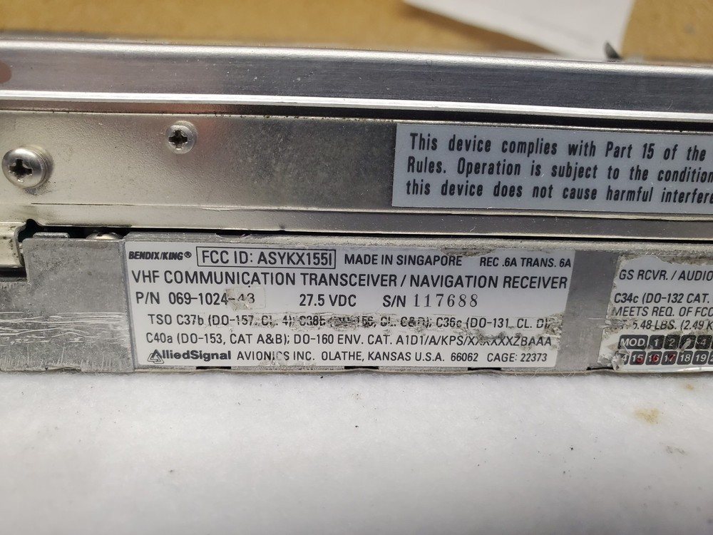 King KX155 Nav/Com 28V 069-1024-43