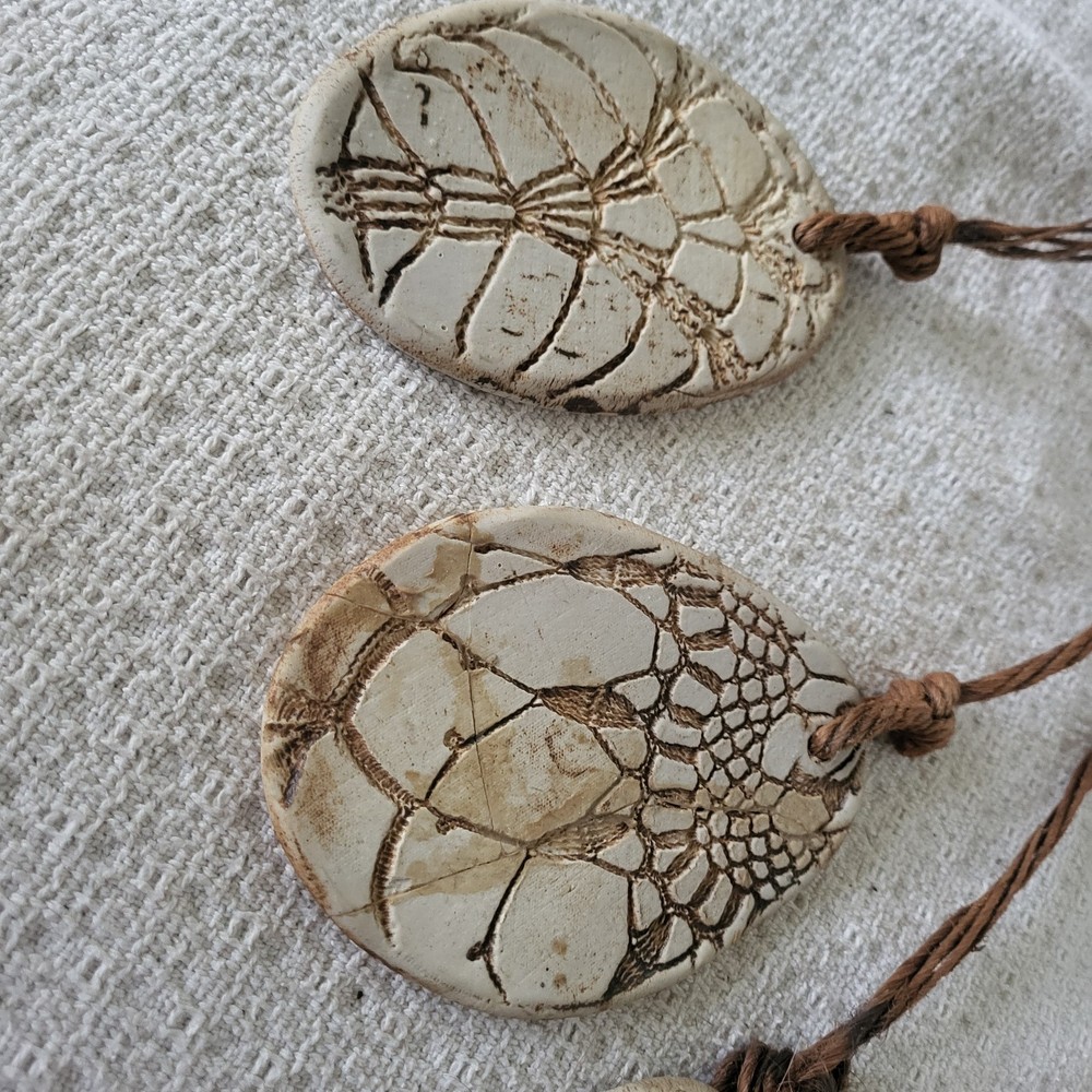 Clay Wind Chimes Signed, Damaged & Repaired