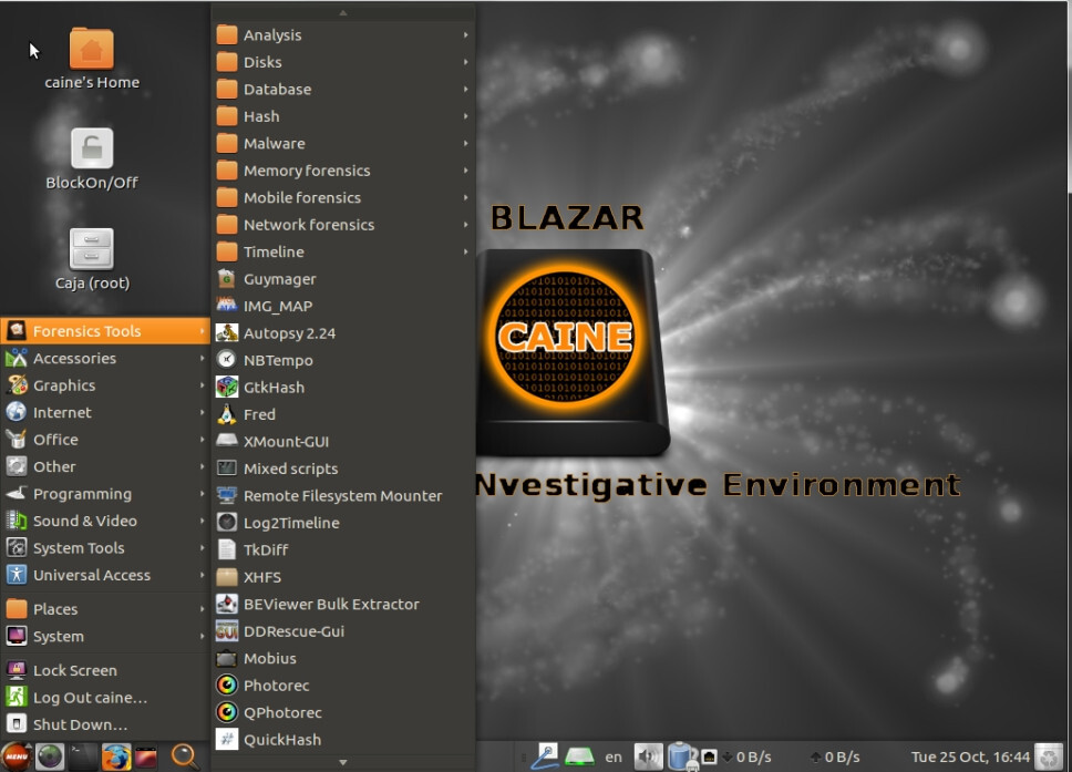 IT Digital Forensics Investigative Environment Toolkit (CAINE) Bootable Live USB