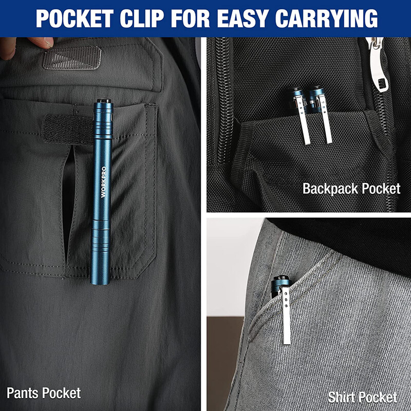 WORKPRO 4PC LED Pen Light Set Aluminum Handheld Pocket Torch Penlight Flashlight