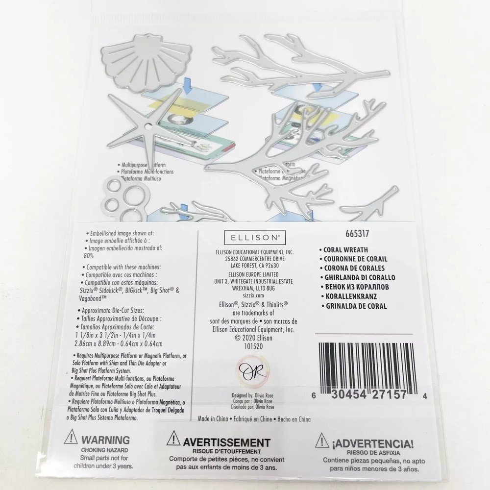 Sizzix Thinlits Coral Reef Olivia Rose Seahorse Cutting Dies 665317 NEW