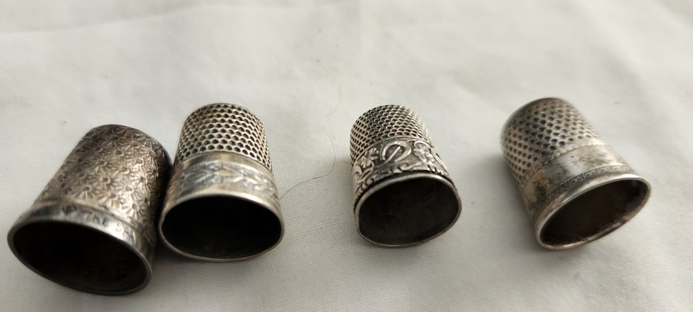 4 VICTORIAN STERLING THIMBLES ALL GOOD