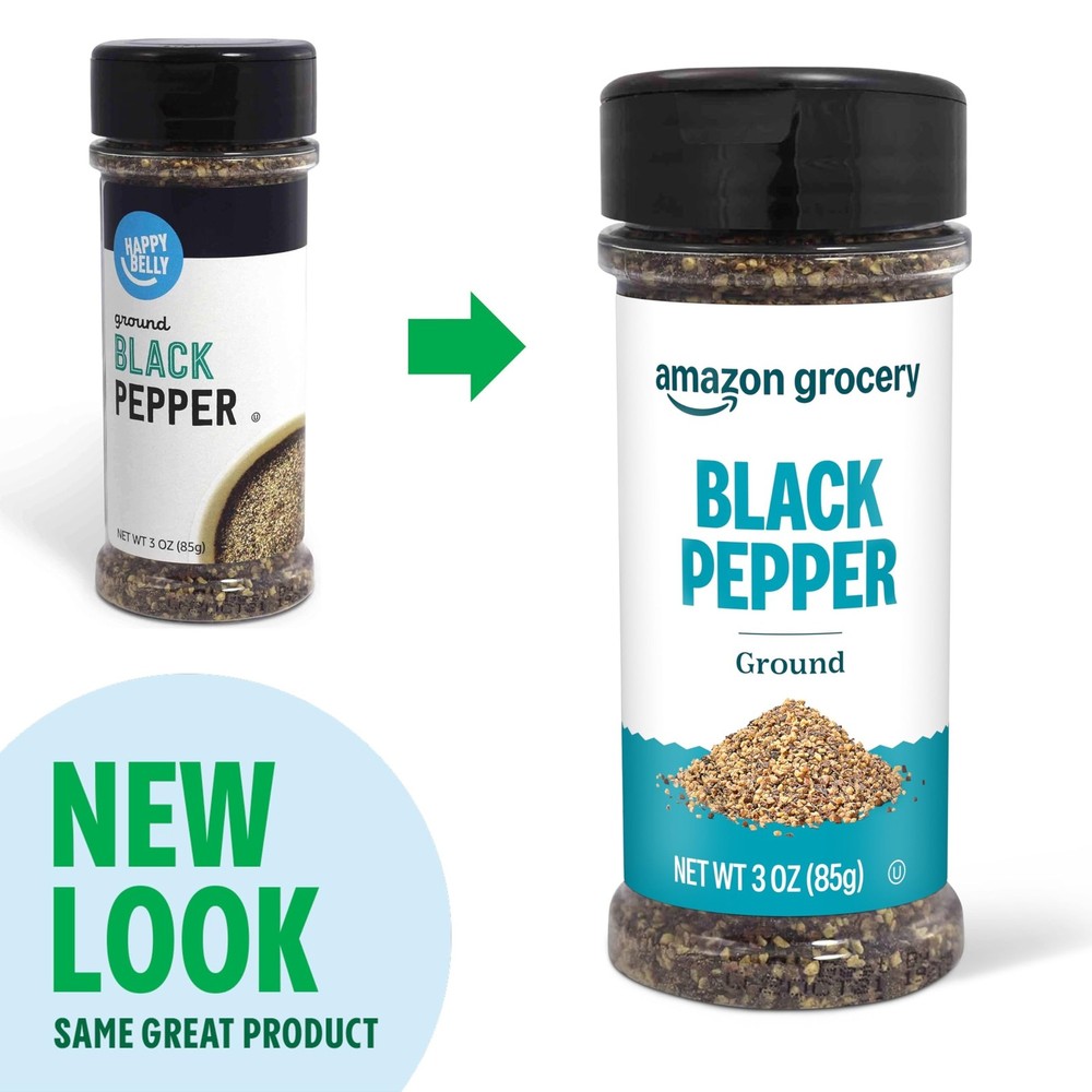 Amazon Grocery, Ground Black Pepper, 3 Oz