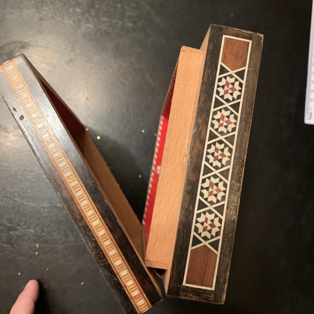 Middle Eastern mosaic box with inlay
