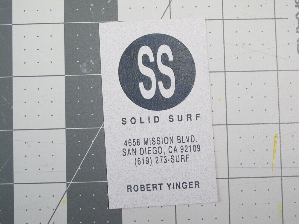 vtg Skateboard Surf co. business card Solid Surf