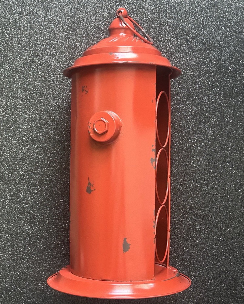 Stressed Red Fire Hydrant Wine Bottle Rack • About 20” • Excellent Condition