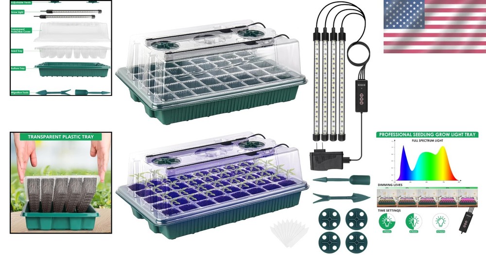 80 Cell Seed Starter Tray with Grow Light Kit