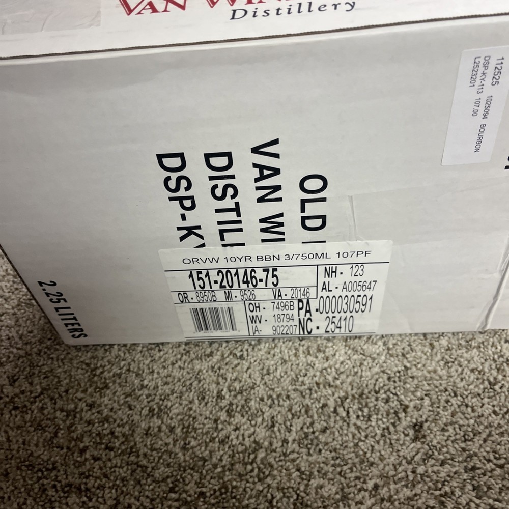 Collectible Empty Box Old Rip Van Winkle 10 year bourbon