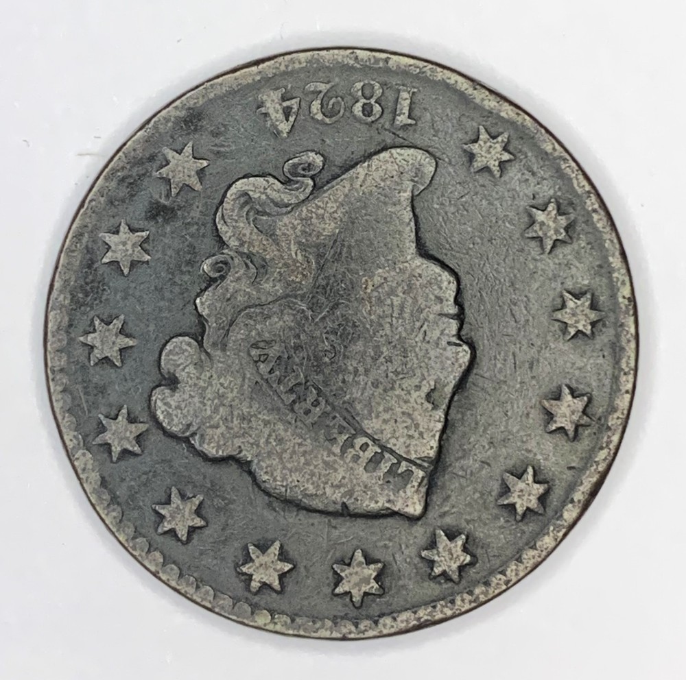1824 4/2 Coronet Liberty Head Large Cent 4 Over 2