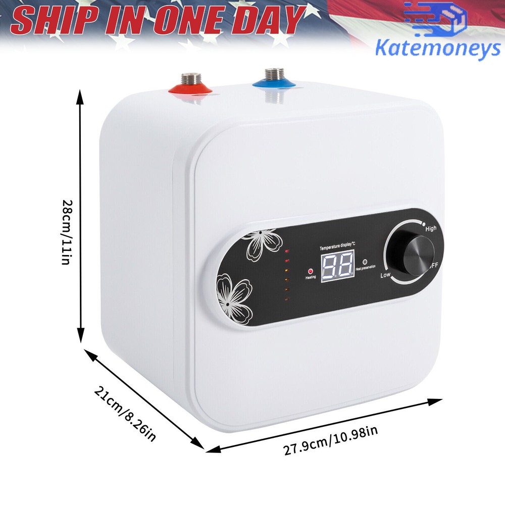 1.5KW Electric Mini-Tank Water Heater for RV Trailer Kitchen Under Sink Counter