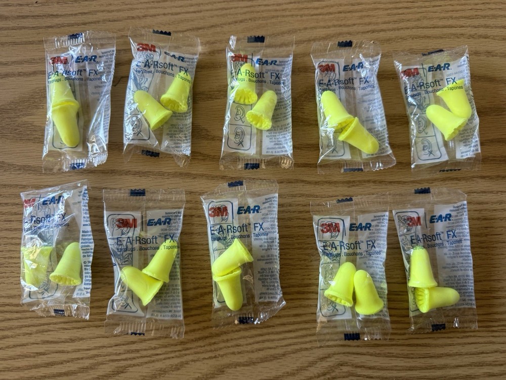 10 PAIRS 3M E-A-RSOFT FX EAR EARPLUGS SOFT 33DB DECIBELS NOISE REDUCTION