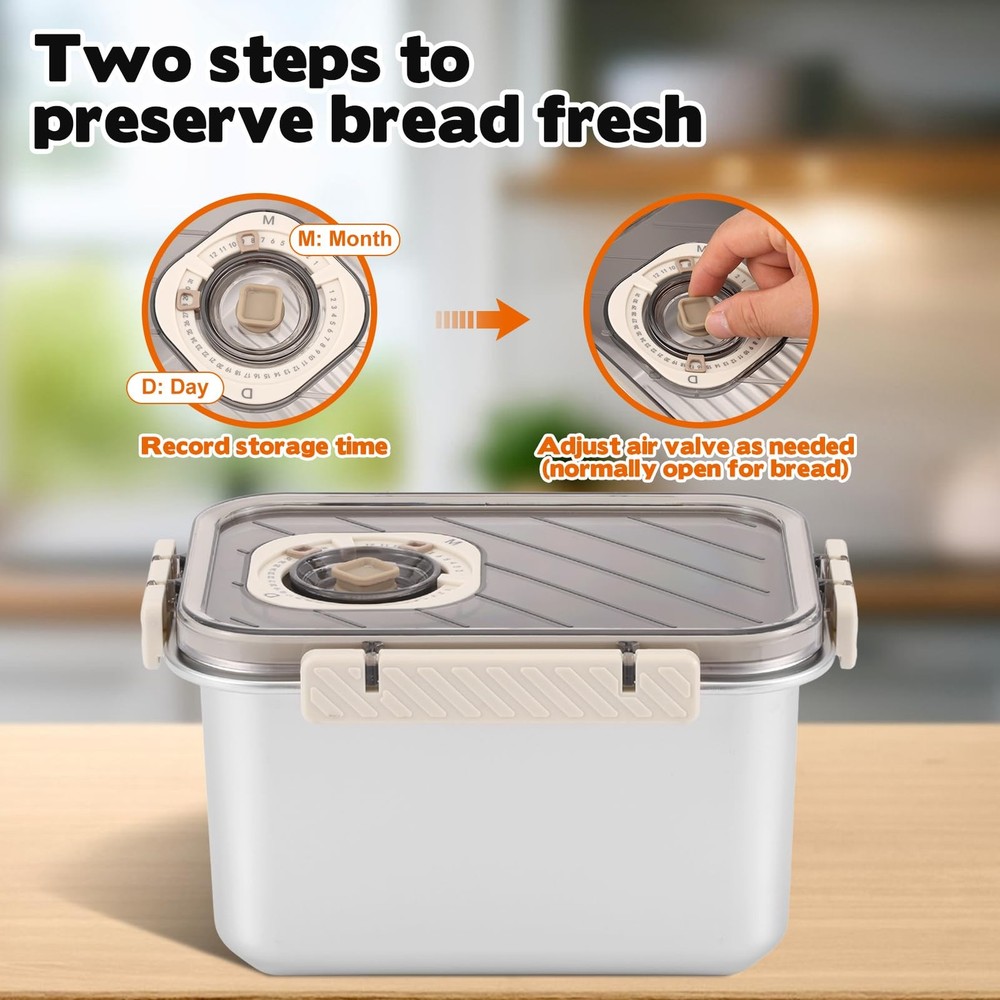 CODOHI Bread Box for Homemade Bread, Time Recording Bread Storage Container w...