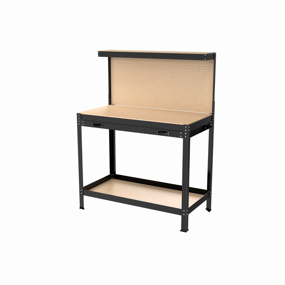 USA Stock Working Tables Workbench Workshop Table with Drawers and Pegboard
