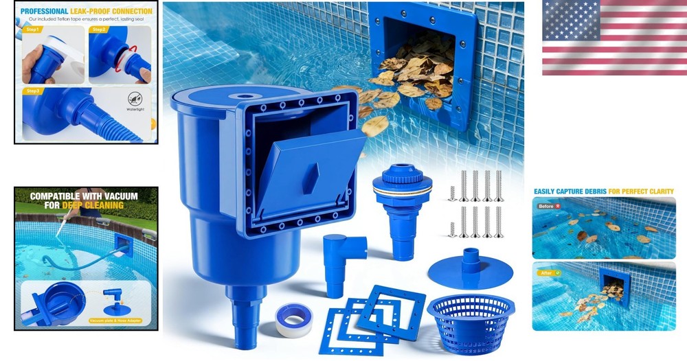 Efficient Above Ground Pool Skimmer with Quick Install & Cleanup Features
