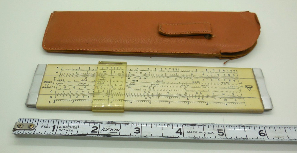 Original Vintage SLIDE RULE metal Pickett model 20 basic with case READ
