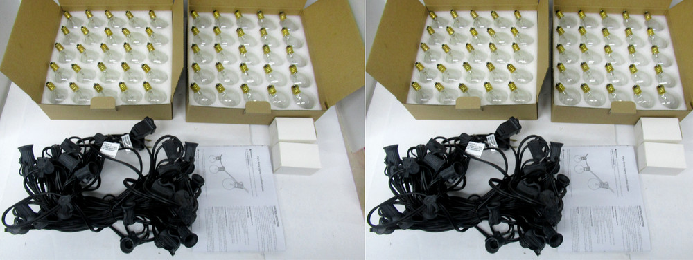 100ft Outdoor String Lights Waterproof, Black wire