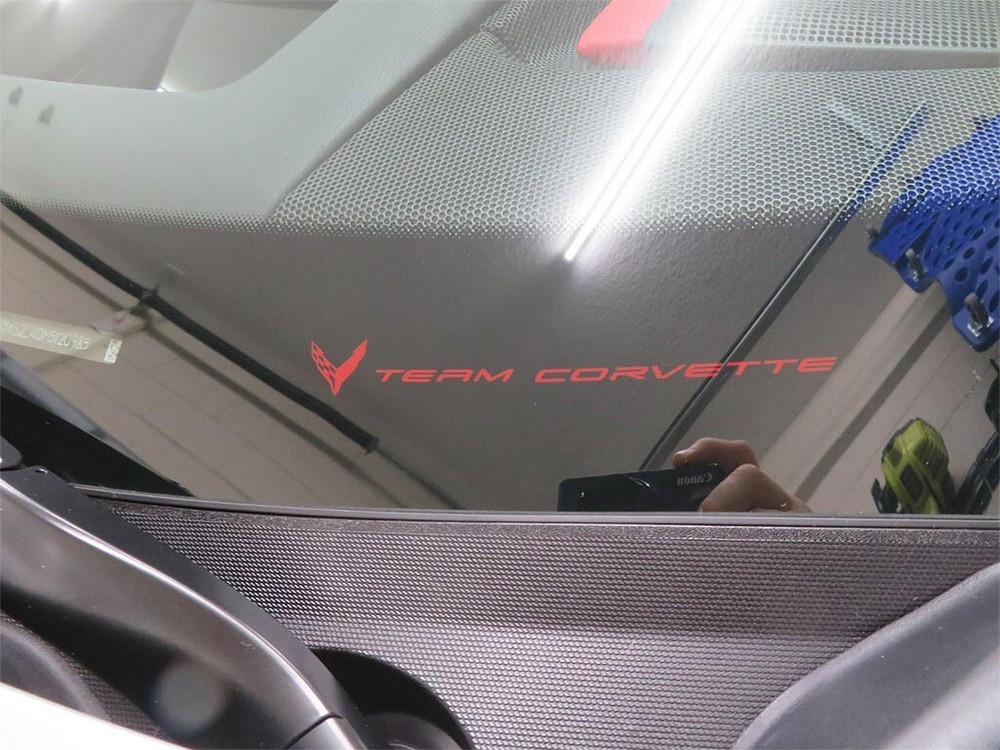 C8 Corvette TORCH RED 'TEAM CORVETTE' PLAIN BLANK VINYL INSERT! 2 IN X 7 IN