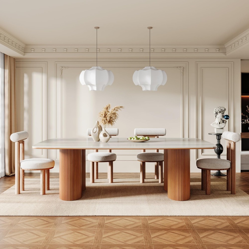 78.7" Sintered Stone Dining Table for 8-10，Luxury Rectangular Kitchen Table w...