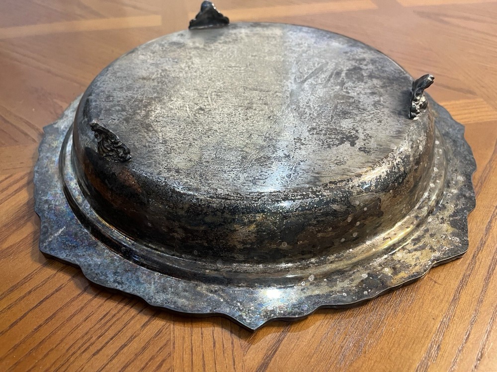 Vintage Silver Plated Round Footed Serving Tray