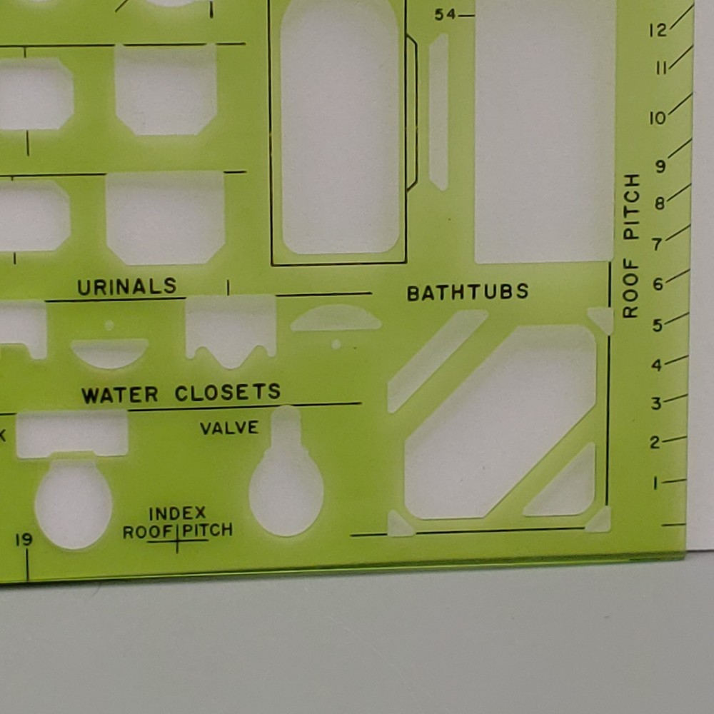 Berol RapiDesign Bathroom Kitchen Template R-22 - ABC Architectural - 1/4" Scale
