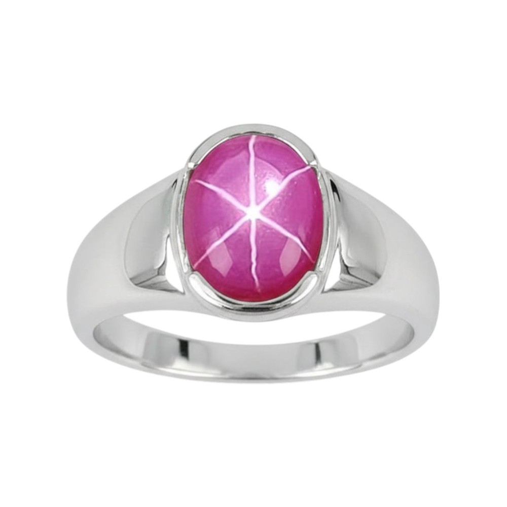 Lindy Pink Star Ruby Ring 925 Sterling Silver, 6 Rays Star Sapphire Ring