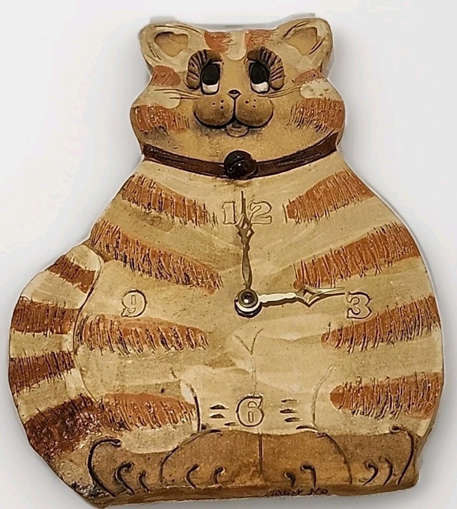 Max Hindt Pottery Cat Wall Clock