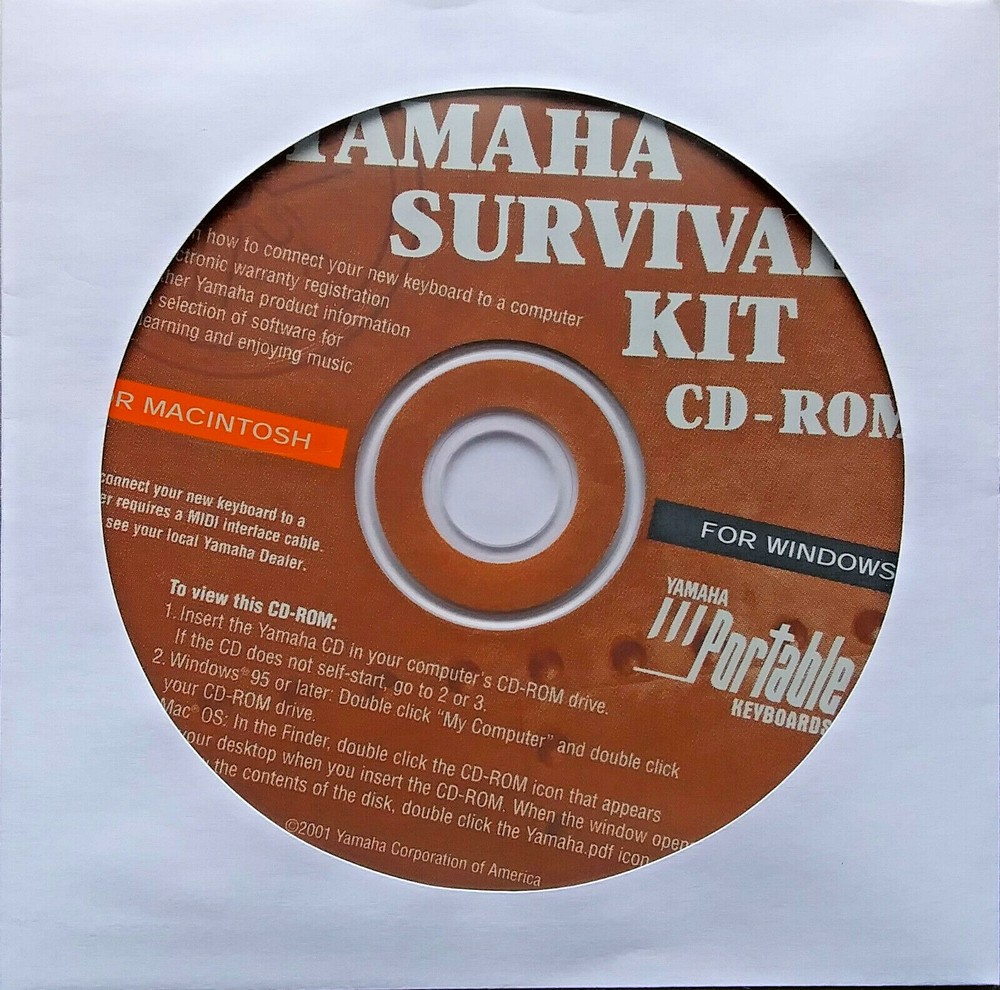 Yamaha Survival Kit Software CD-ROM for both PC & MAC, OLDER 2001 VERSION.
