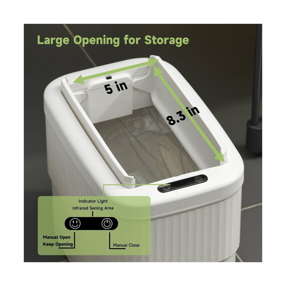 Sensor Hanging Trash Can with Lid 2.5 Gallon,Motion Sensor Garbage Can, Bathr...