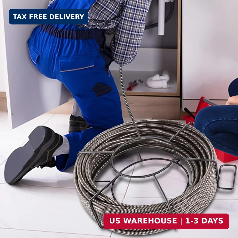 VEVOR Drain Cleaning Cable 75ft x 3/8 inch Solid Core Cable Sewer Cable, Drain A