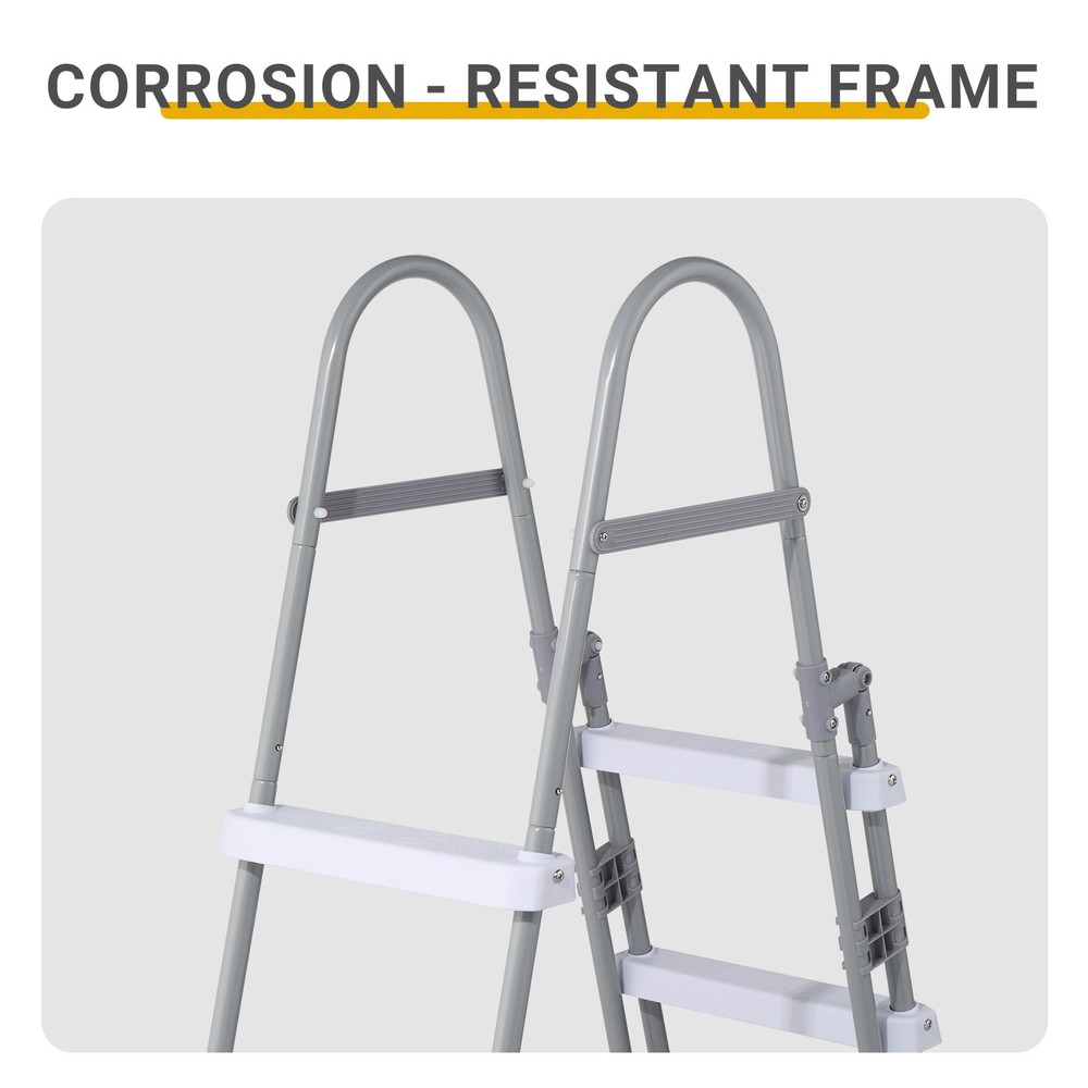 52" 4-Step Pool Ladder, Iron Grey Frame & White Steps, Safety Design